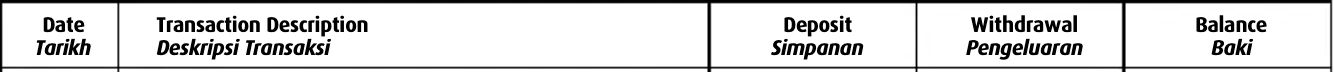 Sample Hong Leong Current bank statement header